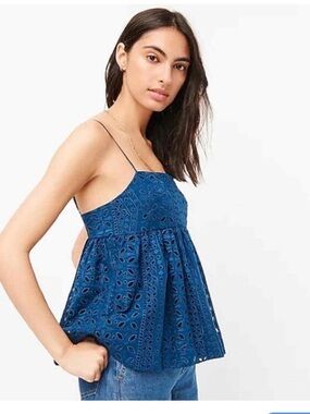 J. Crew Royal Blue Eyelet Camisole with Spaghetti Straps